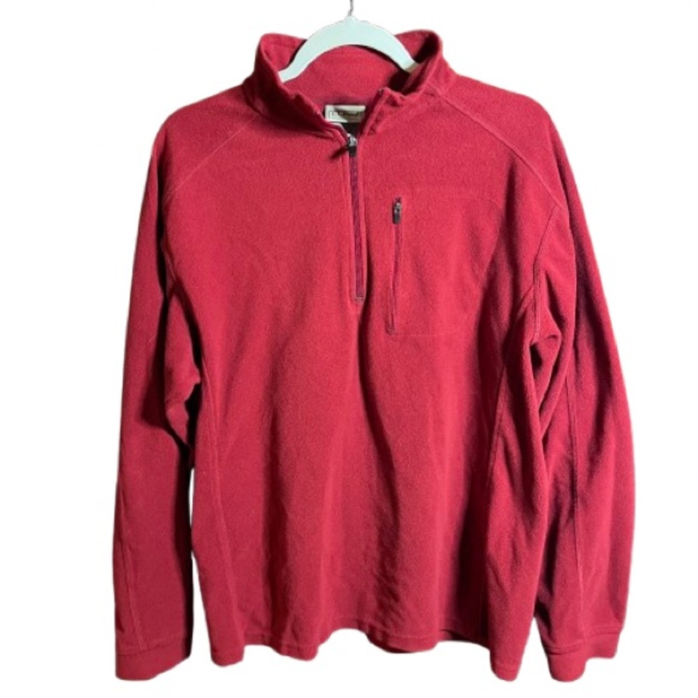 L.L. Bean Men's Red 1/4 zip Fleece Pullover Size M